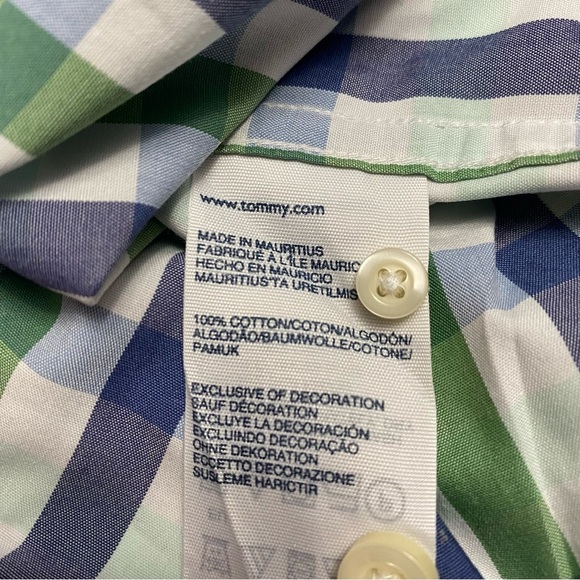 Tommy Hilfiger Men's Green and Blue Plaid Shirt classic fit Medium - Picture 11 of 11